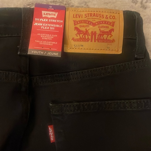 Youth Sz 10 Levi's Black Denim Jeans Boy/Girl - Picture 5 of 10
